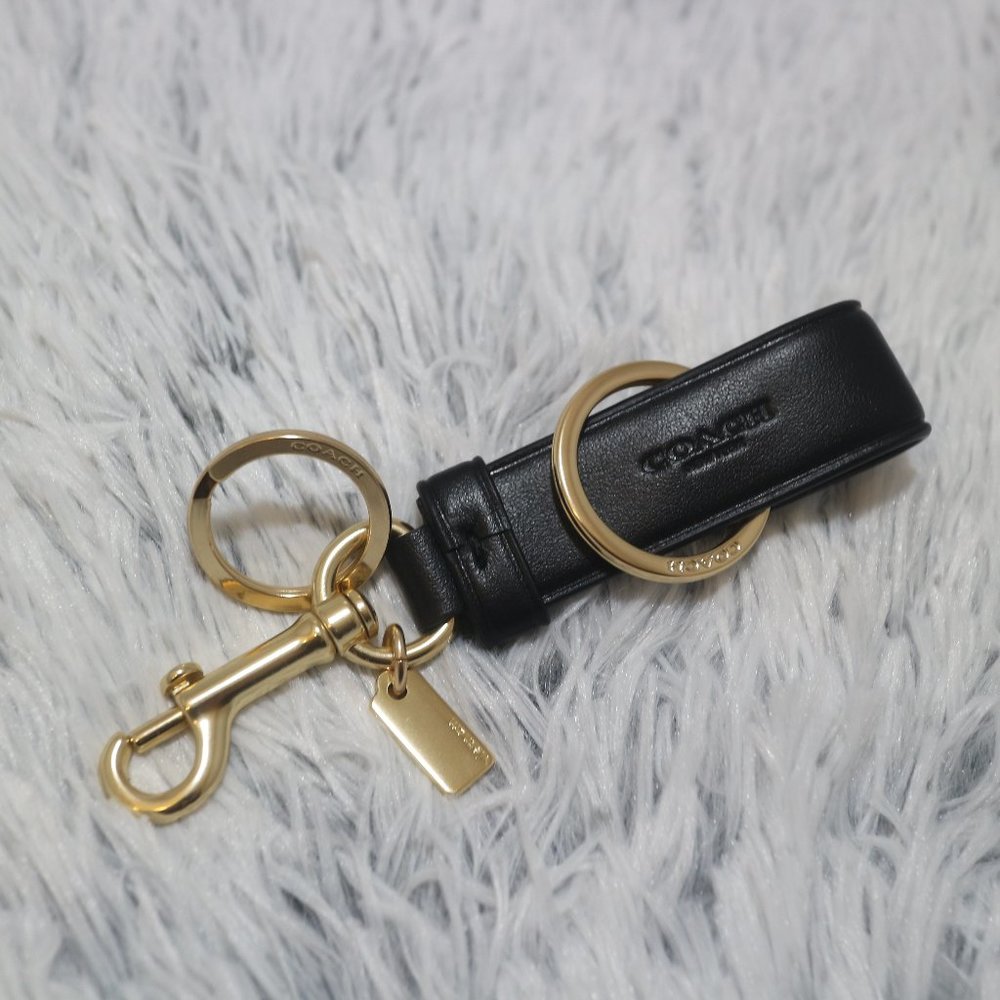 Coach Trigger Snap Bag Charm, Black/Gold